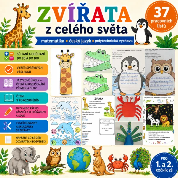 Zvířata z celého světa pro 1. a 2. ročník