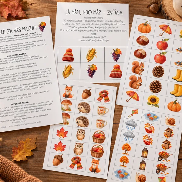 JÁ MÁM, KDO MÁ? – ZVÍŘÁTKA + PODZIM | Balíček 60 kartiček
