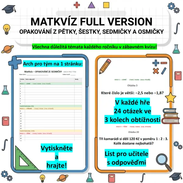 🎯 MatKvíz - Kompletní sada | 6.–9. třída