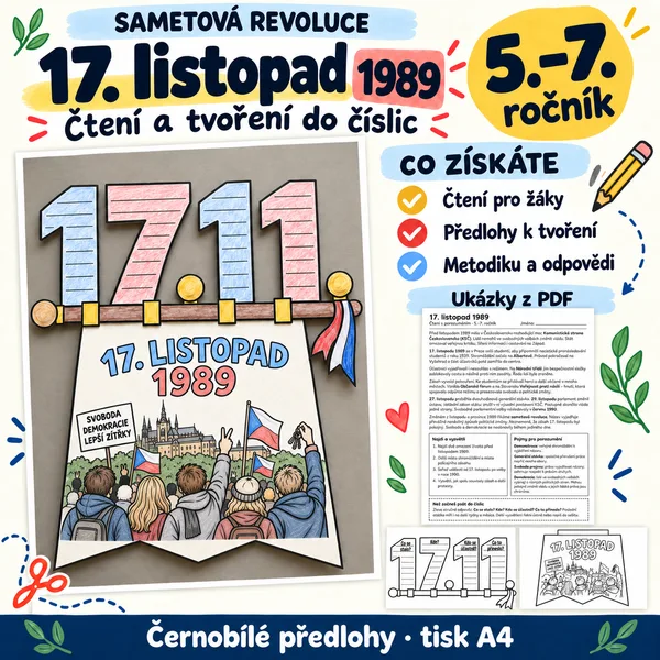 Čtení a tvoření do číslic - 17. listopad 1989