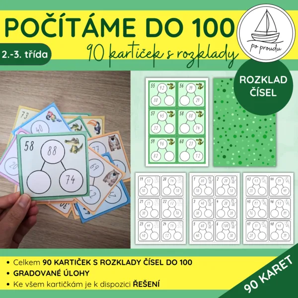 Počítáme do 100 | 90 gradovaných kartiček s rozklady