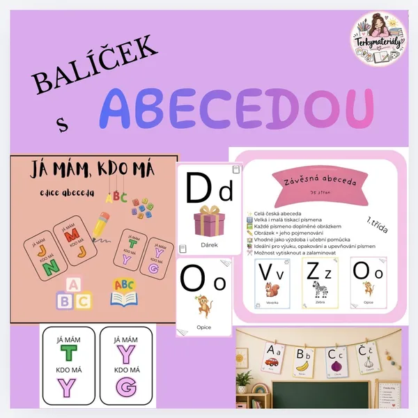 Balíček Abeceda - závěsná abeceda + hra ,,Já mám, kdo má?”