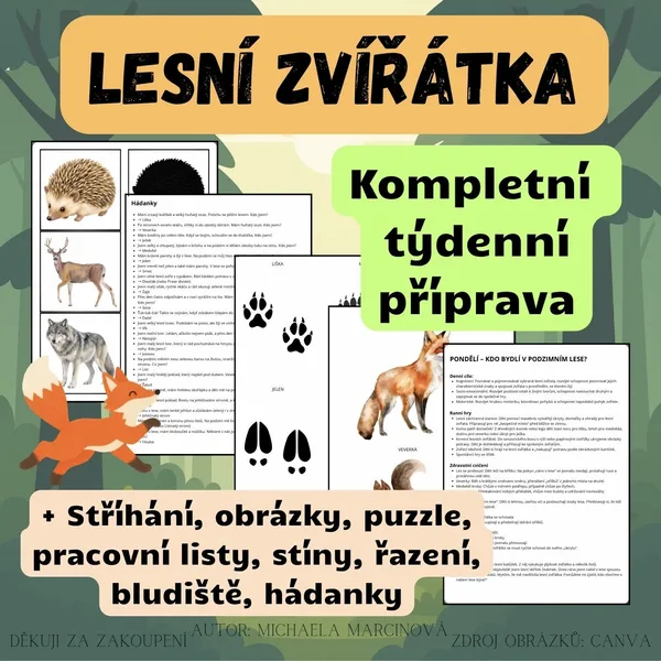 TAJEMSTVÍ PODZIMNÍHO LESA - Kompletní týdenní příprava - LESNÍ ZVÍŘÁTKA