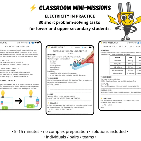 Electricity Mini-Missions | 30 Problem-Solving Activities for Circuits, Safety & Energy