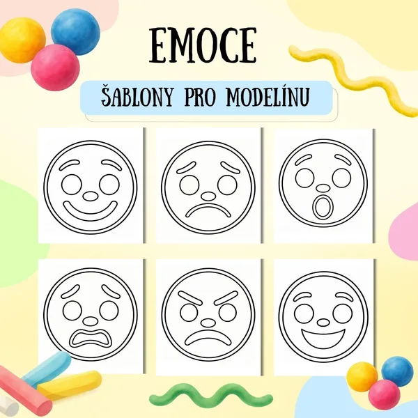 Emoce - šablony pro modelínu