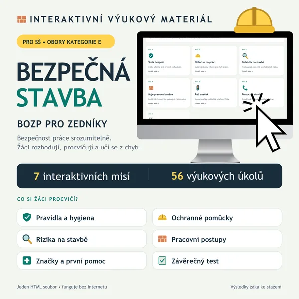 Bezpečná stavba – BOZP pro zedníky | Interaktivní výuková aplikace pro SŠ