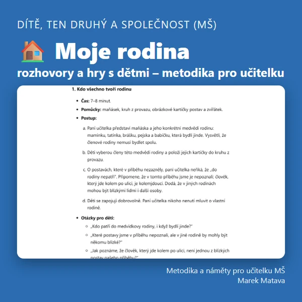 🏠 Moje rodina – rozhovory a hry s dětmi – metodika pro učitelku (MŠ)