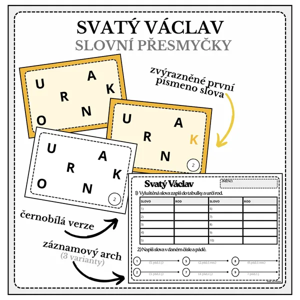Svatý Václav - slovní přesmyčky