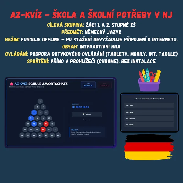AZ-kvíz - Škola a školní potřeby v němčině