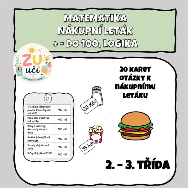 Nákupní leták - Sčítání. a odčítání do 100, logika