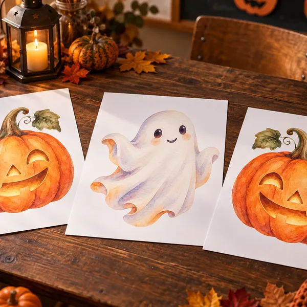 Halloweenská výzdoba – akvarelové dekorace do třídy i domova