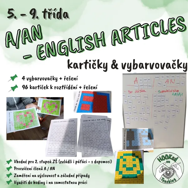 AJ - A/AN - neurčité členy - vybarvovačky