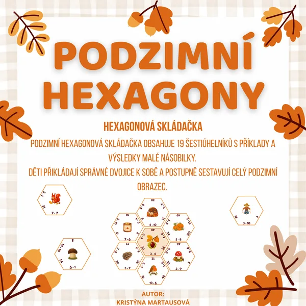 Podzimní násobilka - Hexagonová skládanka 🍂✨