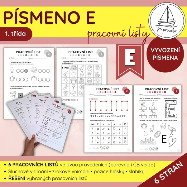 Písmeno E | 6 pracovních listů