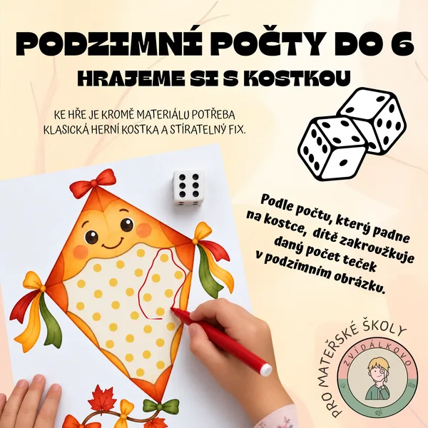 Podzimní počty do 6 - hrajeme si s kostkou