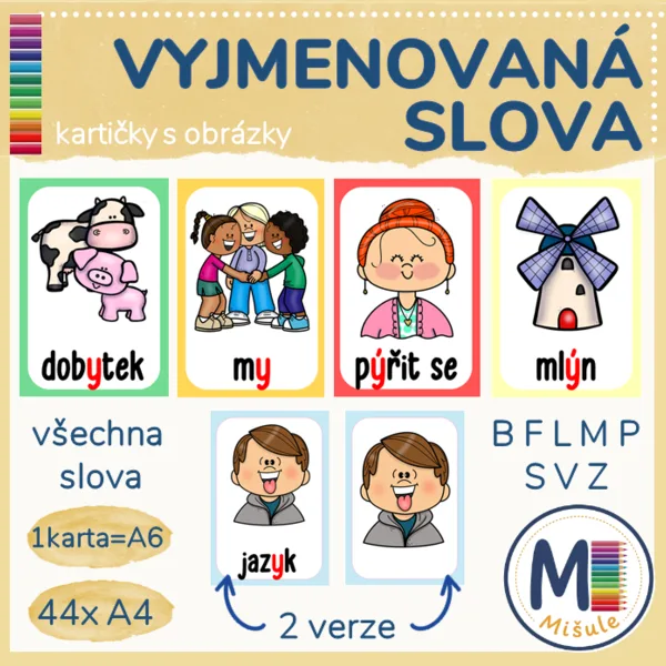 VYJMENOVANÁ SLOVA - kartičky s obrázky