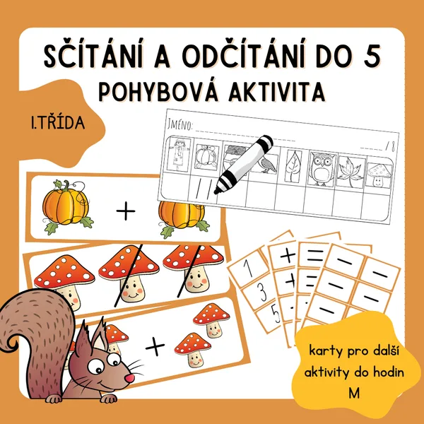 Sčítání a odčítání do 5 - běhací učení podzim