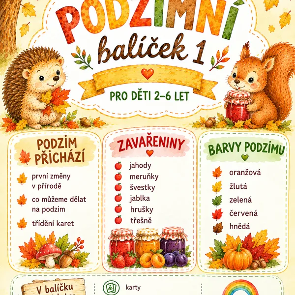 🍂 PODZIMNÍ BALÍČEK – 3 tematické materiály pro děti 2–6 let