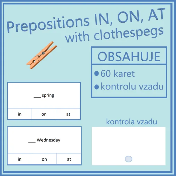 Prepositions IN, ON, AT with clothespegs
