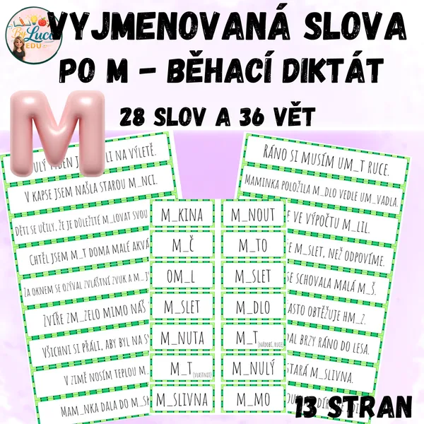 Běhací diktát – Vyjmenovaná slova po M