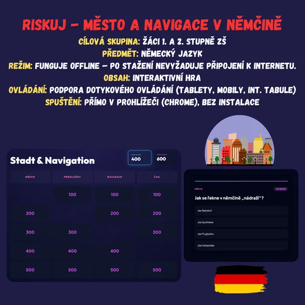 Riskuj - Město a navigace v němčině