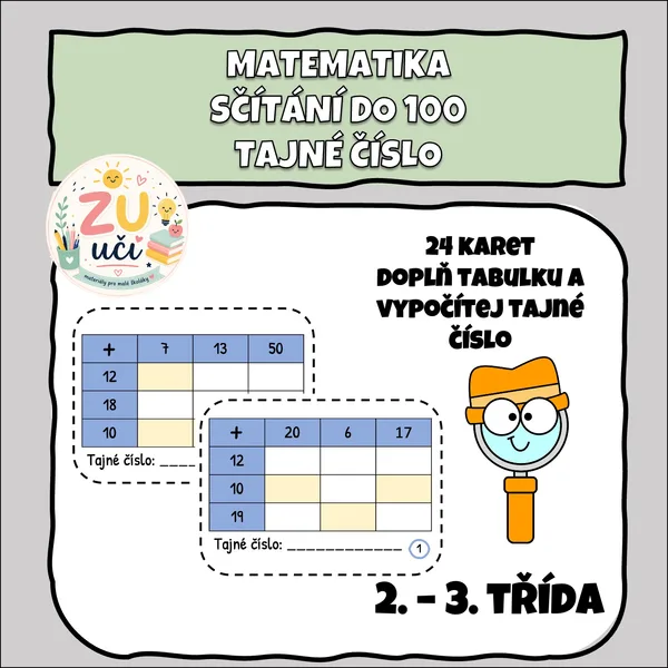 Vypočítej tajné číslo - Sčítání do 100