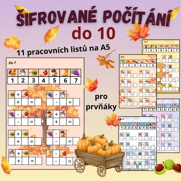 Počítání do 10 - matematická šifrovačka / čísla do 10