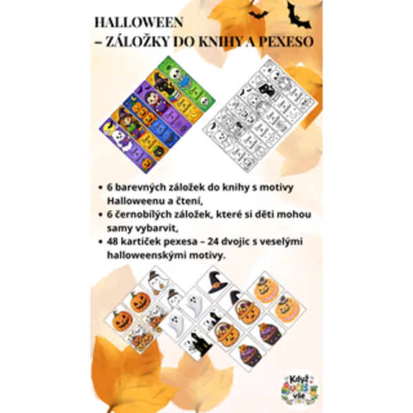 HALLOWEEN – ZÁLOŽKY DO KNIHY A PEXESO
