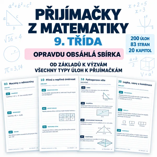 Přijímačky z matematiky – 200 úloh pro 9. třídu od základů k výzvám