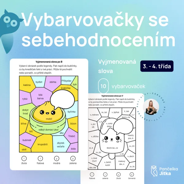 Vybarvovačky se sebehodnocením a vyjmenovanými slovy