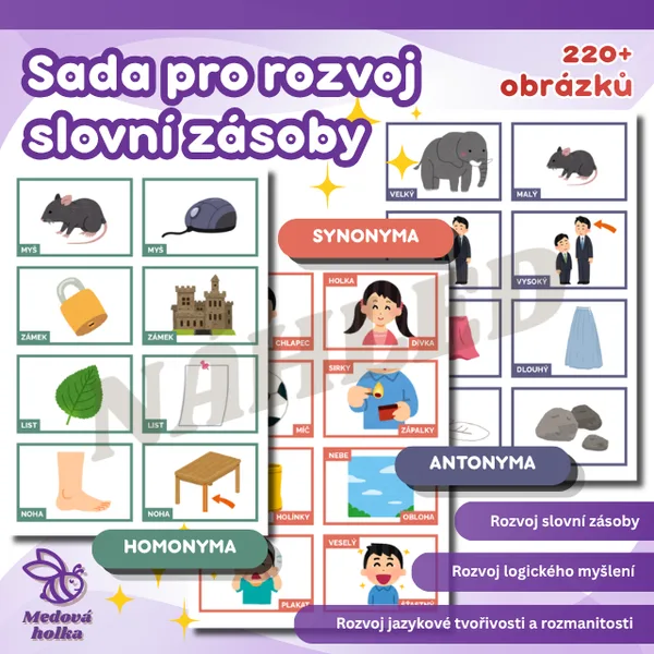 Sada pro rozvoj slovní zásoby - synonyma, antonyma, homonyma