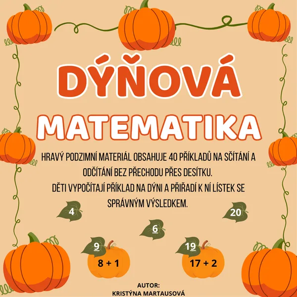 Dýňová matematika - Sčítání a odčítání 🎃