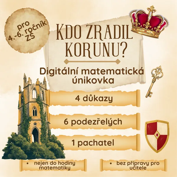 Matematická úniková hra - Kdo zradil korunu? - pro žáky 4.-6. ročníku ZŠ