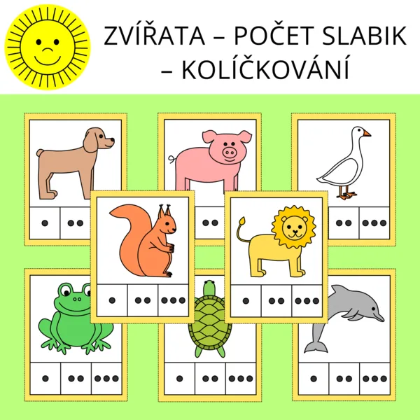 ZVÍŘATA – POČET SLABIK – KOLÍČKOVÁNÍ