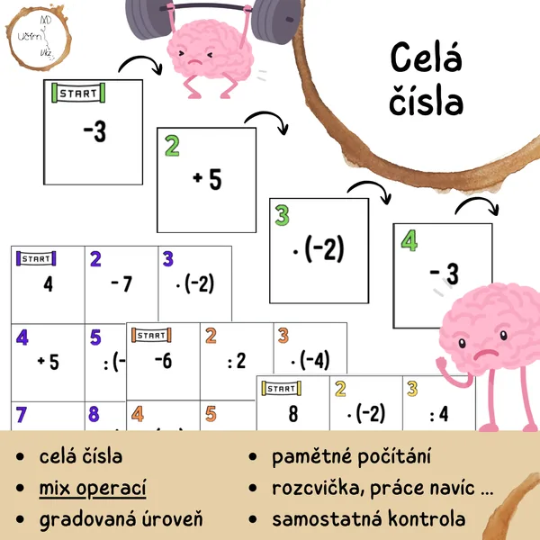 Celá čísla – paměťovky (mix operací)