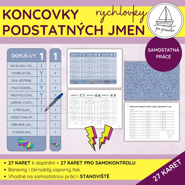 Koncovky podstatných jmen | rychlovky se samokontrolou