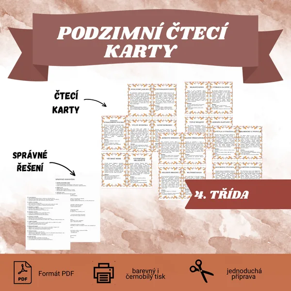 Podzimní čtecí karty pro 4. třídu