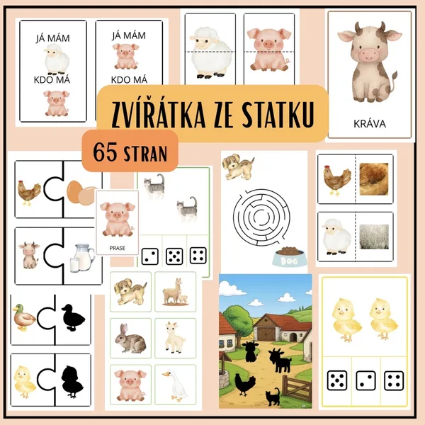 🦆ZVÍŘÁTKA ZE STATKU🐷 - mega soubor 66 stran aktivit
