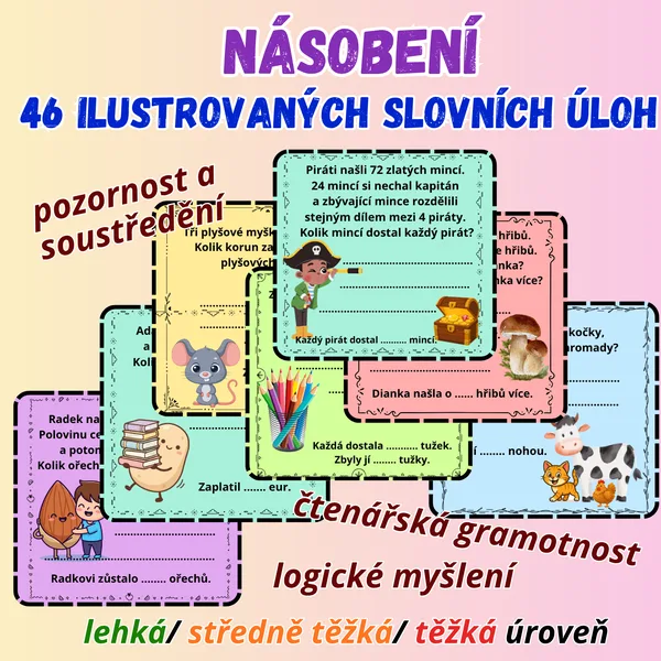 Slovní úlohy – násobení / Finanční gramotnost a logické myšlení / malá násobilka