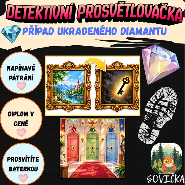 Detektivní prosvětlovačka 🔦 Případ ukradeného diamantu 💎 | Pátrací hra s baterkou + diplom