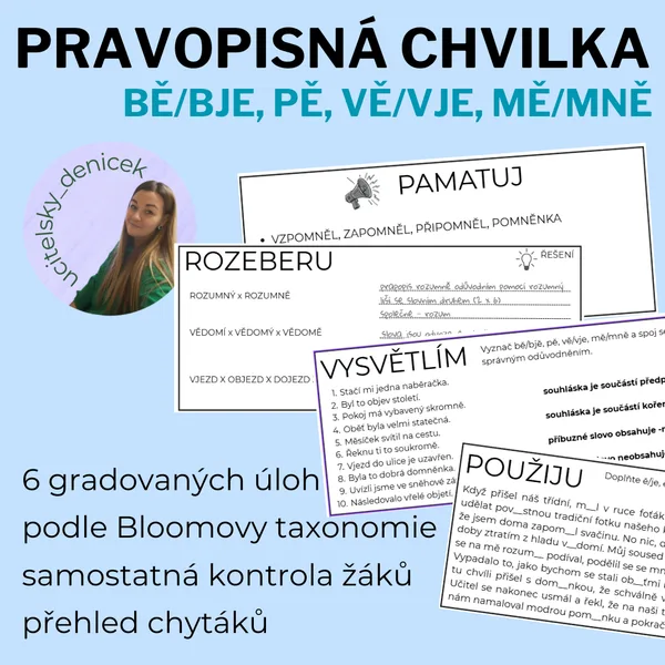 Pravopisná chvilka - bě/bje, pě, vě/vje, mě/mně