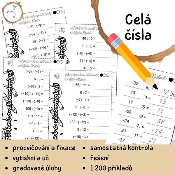 Násobení a dělení celých čísel - přehni a zkontroluj!