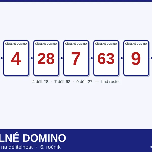 🃏 Číselné domino - Dělitelnost | 6. třída