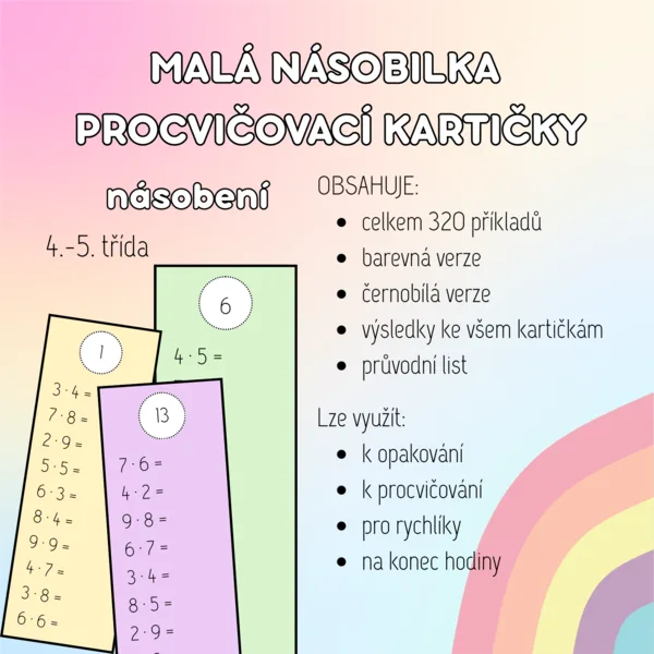 MALÁ NÁSOBILKA |  PROCVIČOVACÍ KARTIČKY - NÁSOBENÍ