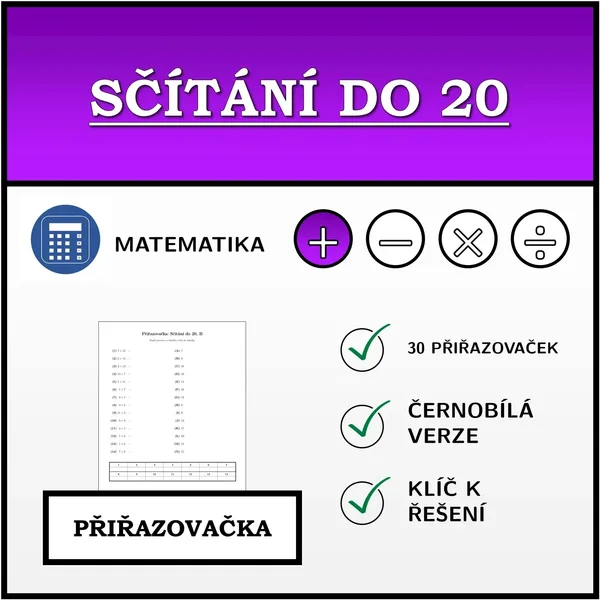 Přiřazovačka: Sčítání do 20