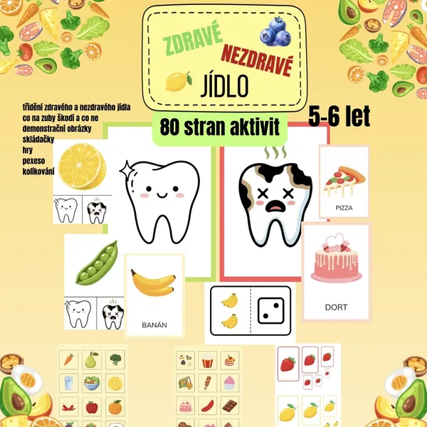 🍓ZDRAVÉ A NEZDRAVÉ🍔 JÍDLO - 80 stran aktivit
