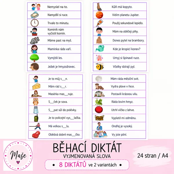 Běhací diktát - vyjmenovaná slova M, P, S, V