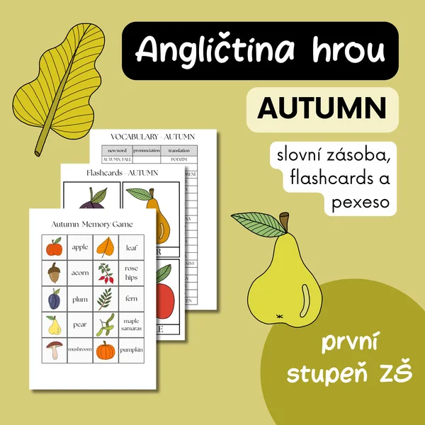 Podzim v angličtině - Autumn - pexeso, flashcards