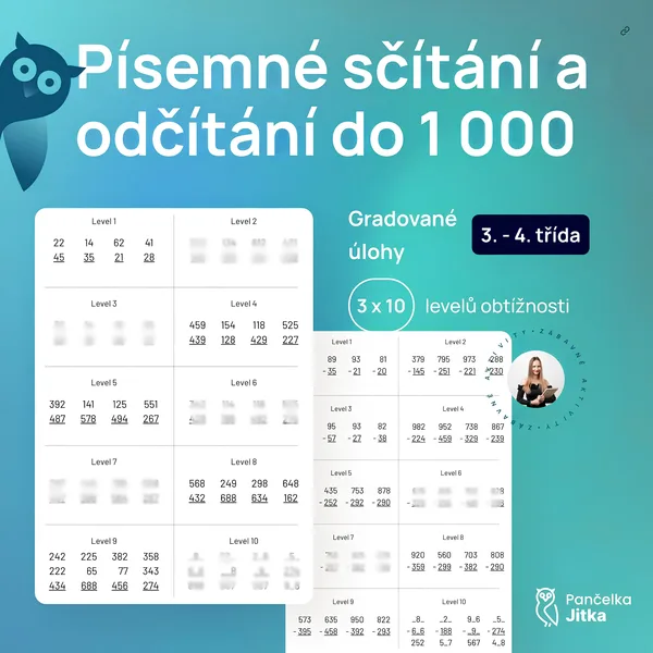 Gradované úlohy - písemné sčítání a odčítání do 1 000