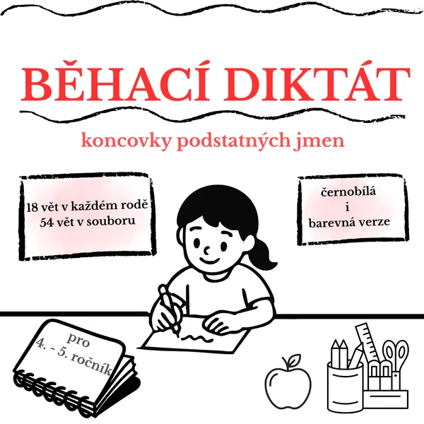Běhací diktát - koncovky podstatných jmen